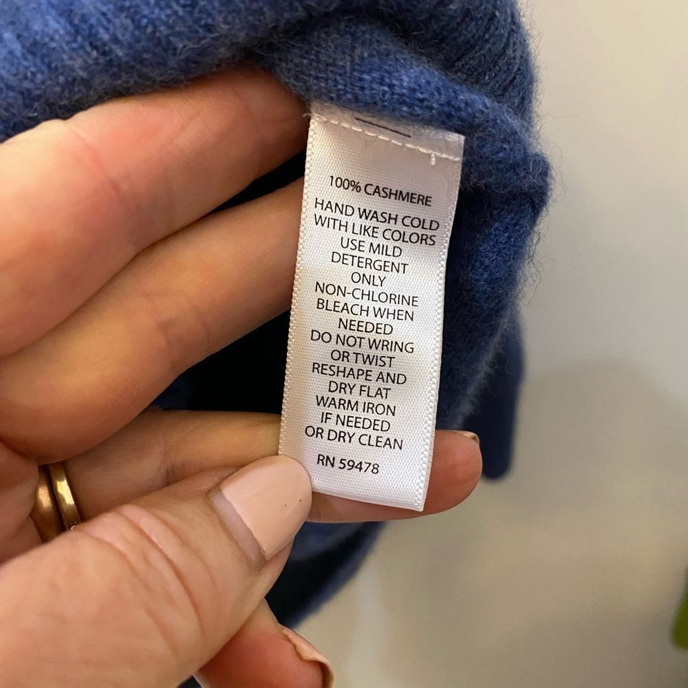 Allen Solly 100% Cashmere Quarter Zip Blue Sweater Women Size L - Picture 4 of 6